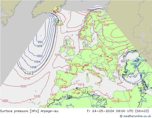 Surface pressure Arpege-eu Fr 24.05.2024 09 UTC