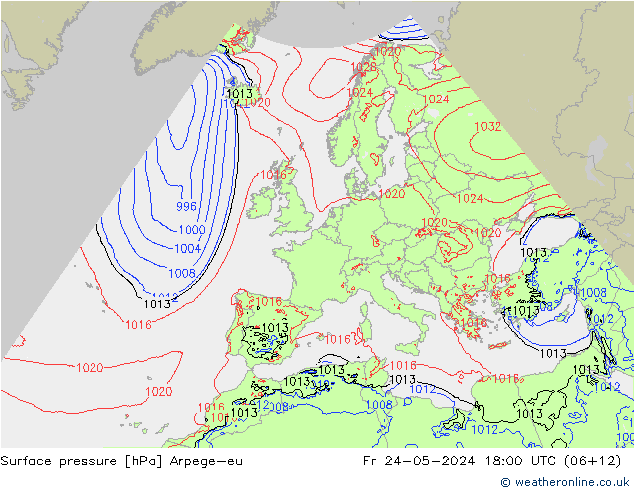 Surface pressure Arpege-eu Fr 24.05.2024 18 UTC