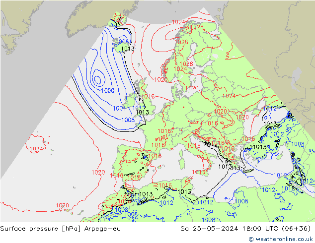 Luchtdruk (Grond) Arpege-eu za 25.05.2024 18 UTC
