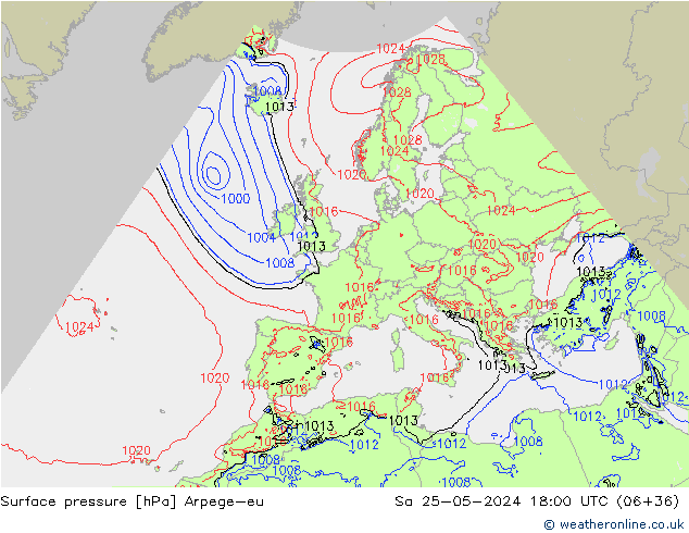 pressão do solo Arpege-eu Sáb 25.05.2024 18 UTC