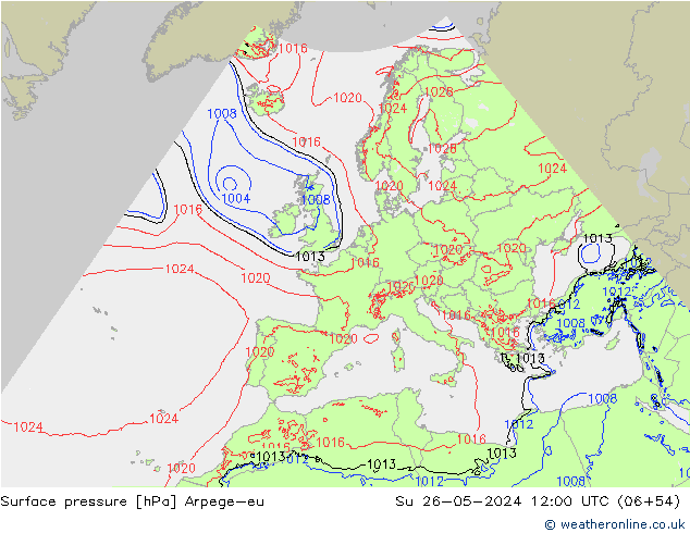 pressão do solo Arpege-eu Dom 26.05.2024 12 UTC