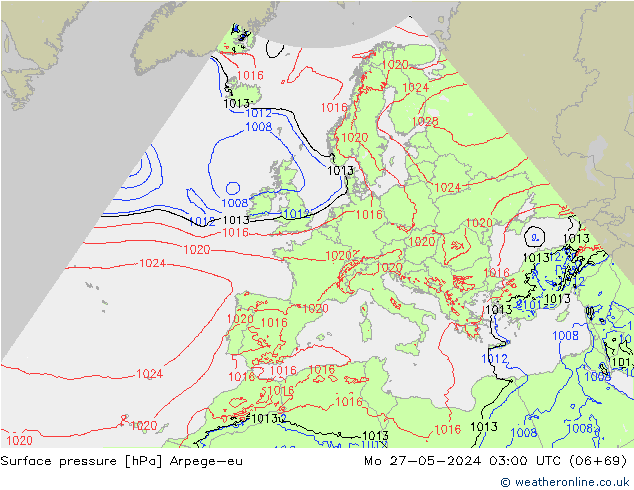 приземное давление Arpege-eu пн 27.05.2024 03 UTC