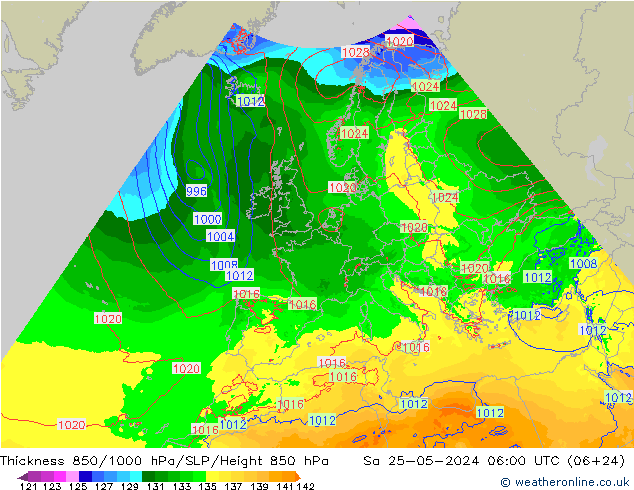 Thck 850-1000 hPa Arpege-eu Sáb 25.05.2024 06 UTC