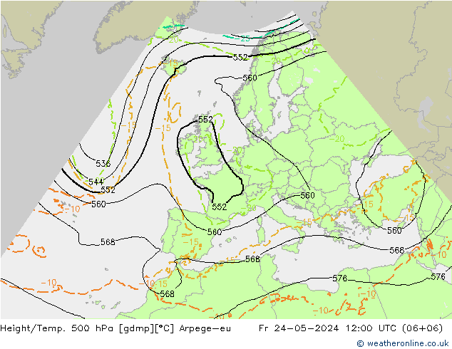 Height/Temp. 500 hPa Arpege-eu pt. 24.05.2024 12 UTC