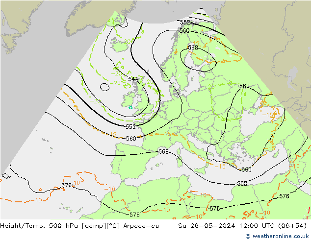Yükseklik/Sıc. 500 hPa Arpege-eu Paz 26.05.2024 12 UTC