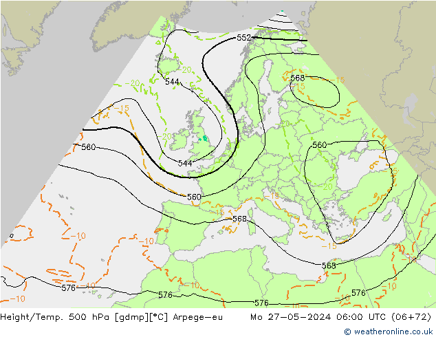 Height/Temp. 500 hPa Arpege-eu Mo 27.05.2024 06 UTC