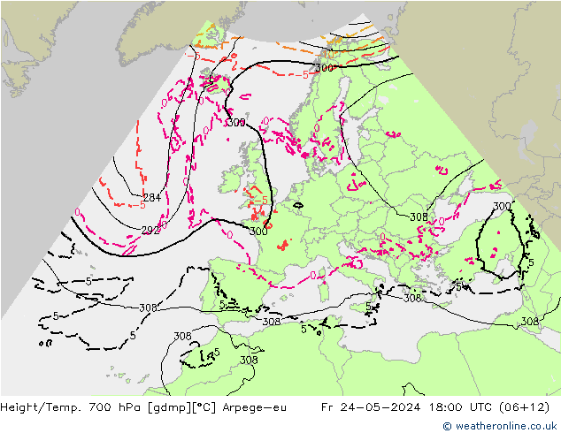 Height/Temp. 700 hPa Arpege-eu Fr 24.05.2024 18 UTC