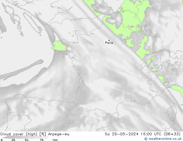 vysoký oblak Arpege-eu So 25.05.2024 15 UTC