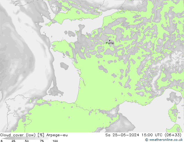 nízká oblaka Arpege-eu So 25.05.2024 15 UTC