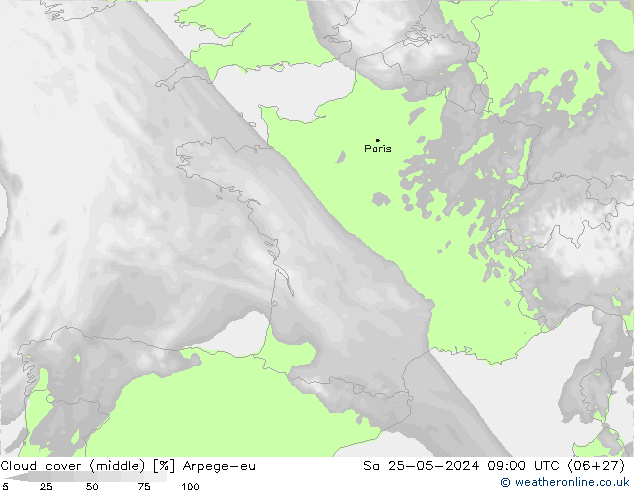 Nuages (moyen) Arpege-eu sam 25.05.2024 09 UTC
