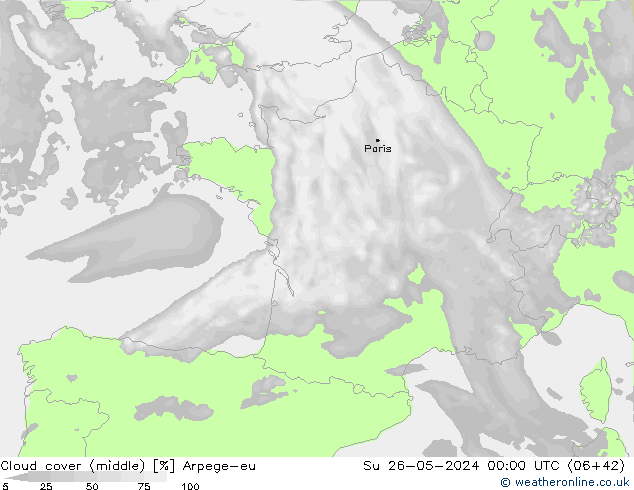 oblačnosti uprostřed Arpege-eu Ne 26.05.2024 00 UTC