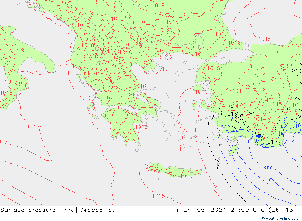 Luchtdruk (Grond) Arpege-eu vr 24.05.2024 21 UTC