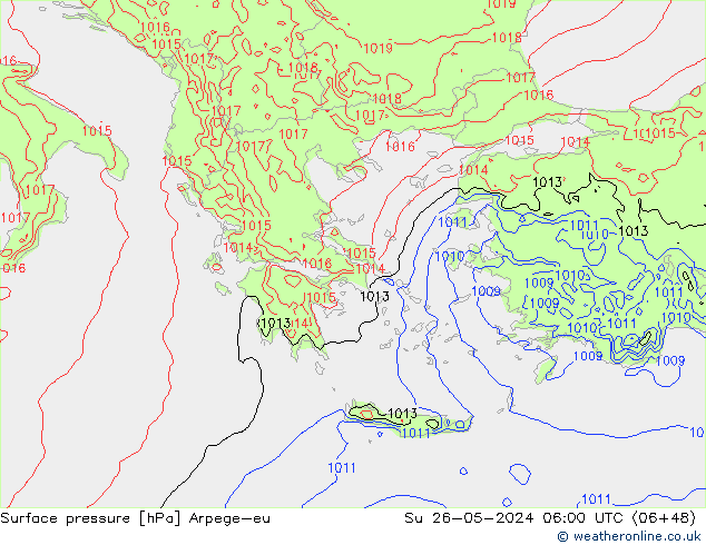 Presión superficial Arpege-eu dom 26.05.2024 06 UTC