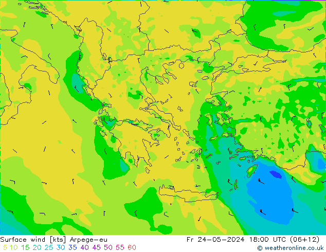 Surface wind Arpege-eu Pá 24.05.2024 18 UTC