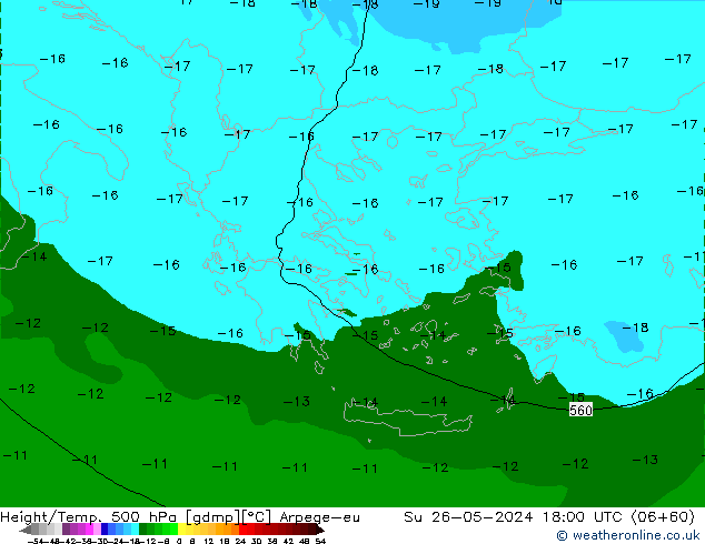 Height/Temp. 500 hPa Arpege-eu  26.05.2024 18 UTC