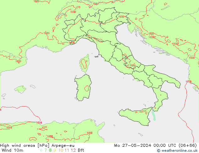 High wind areas Arpege-eu lun 27.05.2024 00 UTC