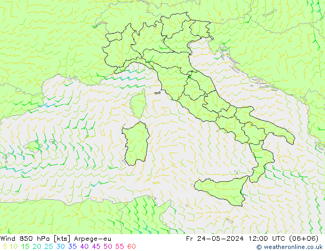 ветер 850 гПа Arpege-eu пт 24.05.2024 12 UTC