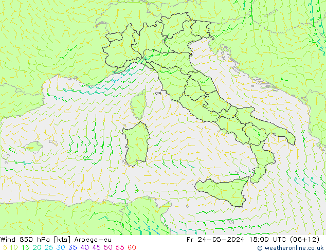 Wind 850 hPa Arpege-eu Fr 24.05.2024 18 UTC