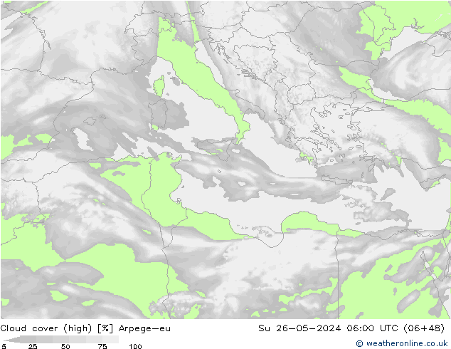 Bulutlar (yüksek) Arpege-eu Paz 26.05.2024 06 UTC