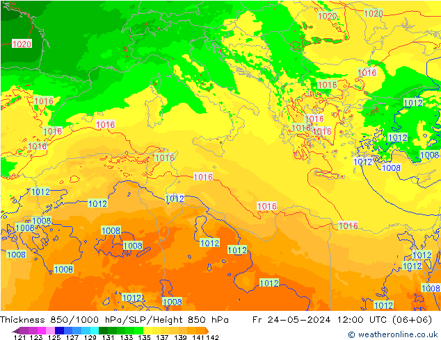 Thck 850-1000 hPa Arpege-eu pt. 24.05.2024 12 UTC