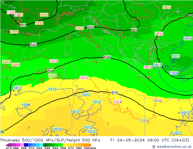 Thck 500-1000hPa Arpege-eu Fr 24.05.2024 09 UTC