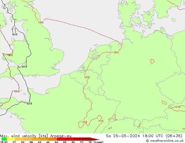 Windböen Arpege-eu Sa 25.05.2024 18 UTC