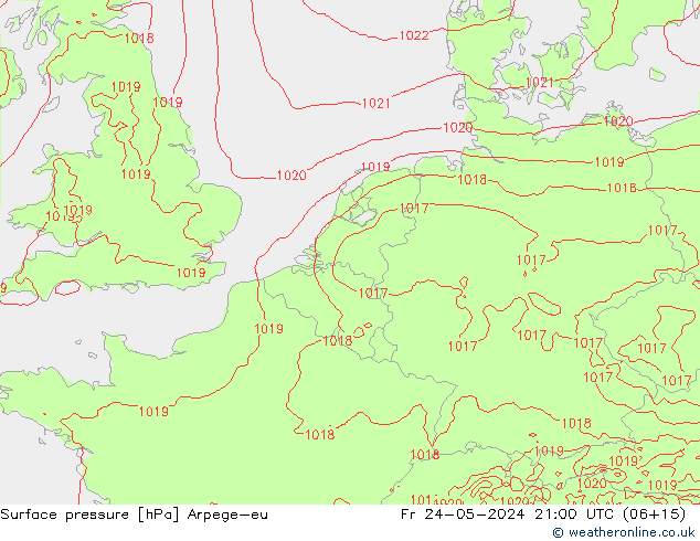 приземное давление Arpege-eu пт 24.05.2024 21 UTC