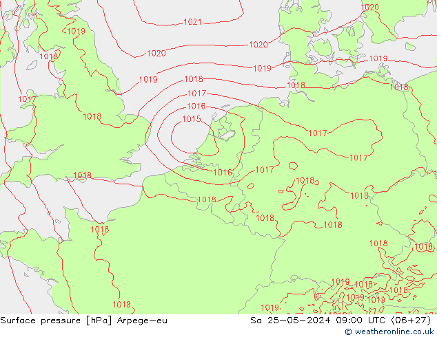 Surface pressure Arpege-eu Sa 25.05.2024 09 UTC