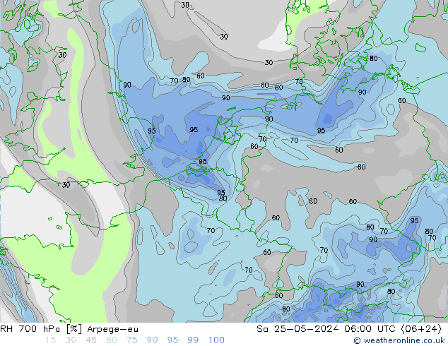 700 hPa Nispi Nem Arpege-eu Cts 25.05.2024 06 UTC