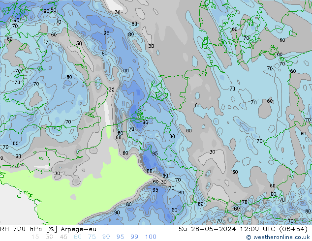 RH 700 hPa Arpege-eu Su 26.05.2024 12 UTC