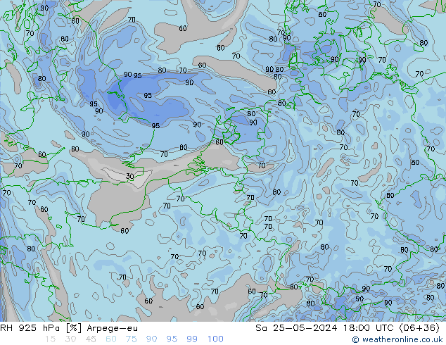 RH 925 hPa Arpege-eu Sa 25.05.2024 18 UTC