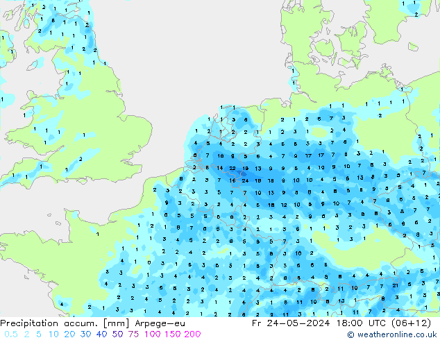 Precipitación acum. Arpege-eu vie 24.05.2024 18 UTC