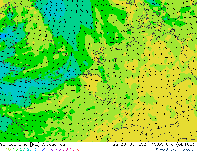 Surface wind Arpege-eu Su 26.05.2024 18 UTC