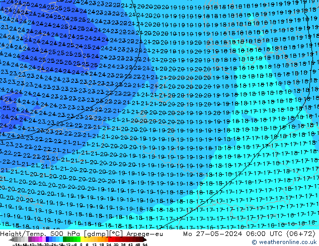 Yükseklik/Sıc. 500 hPa Arpege-eu Pzt 27.05.2024 06 UTC