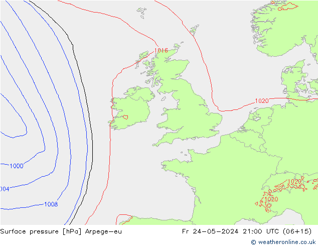 Yer basıncı Arpege-eu Cu 24.05.2024 21 UTC