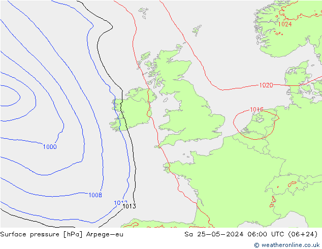 ciśnienie Arpege-eu so. 25.05.2024 06 UTC
