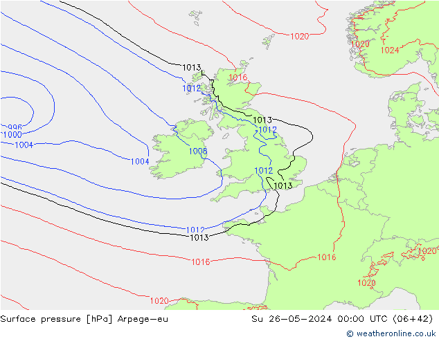 Surface pressure Arpege-eu Su 26.05.2024 00 UTC
