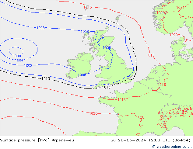 Bodendruck Arpege-eu So 26.05.2024 12 UTC