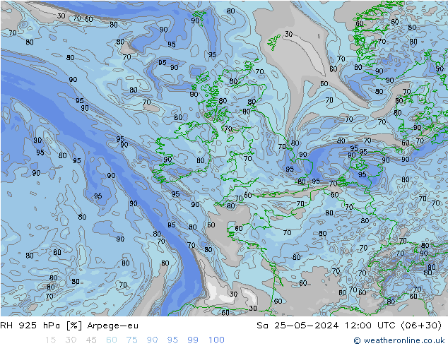 RH 925 hPa Arpege-eu  25.05.2024 12 UTC