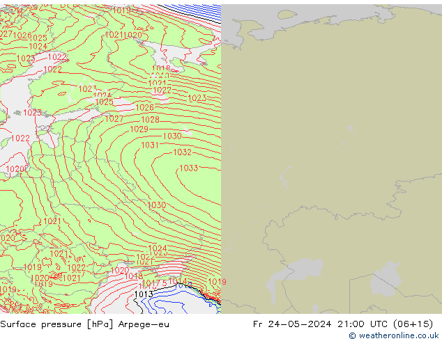 Yer basıncı Arpege-eu Cu 24.05.2024 21 UTC