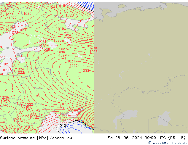 Pressione al suolo Arpege-eu sab 25.05.2024 00 UTC