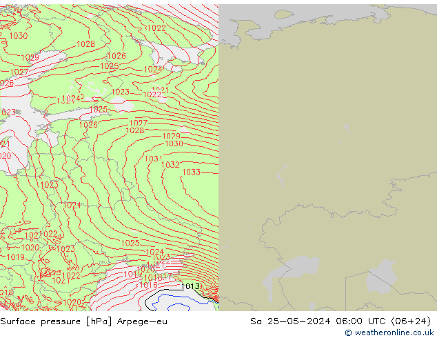 ciśnienie Arpege-eu so. 25.05.2024 06 UTC