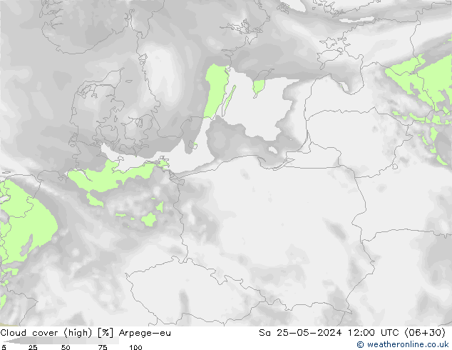 zachmurzenie (wysokie) Arpege-eu so. 25.05.2024 12 UTC