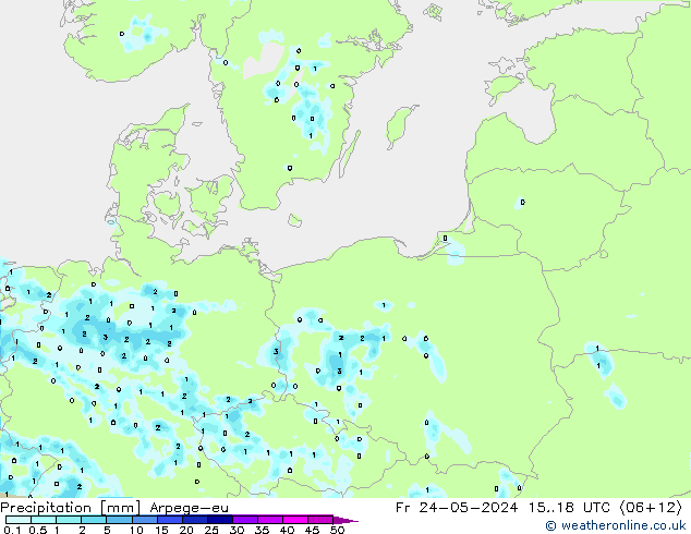 Precipitazione Arpege-eu ven 24.05.2024 18 UTC