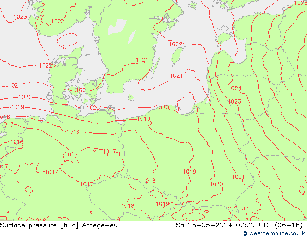 приземное давление Arpege-eu сб 25.05.2024 00 UTC