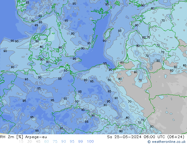 RH 2m Arpege-eu сб 25.05.2024 06 UTC