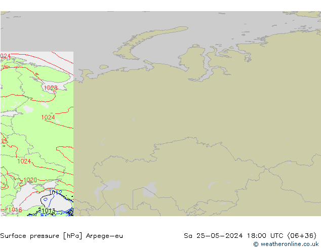 Atmosférický tlak Arpege-eu So 25.05.2024 18 UTC