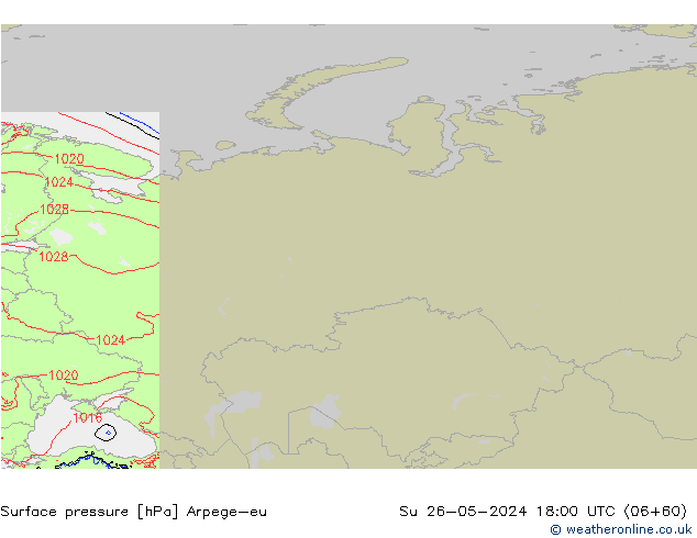 Pressione al suolo Arpege-eu dom 26.05.2024 18 UTC