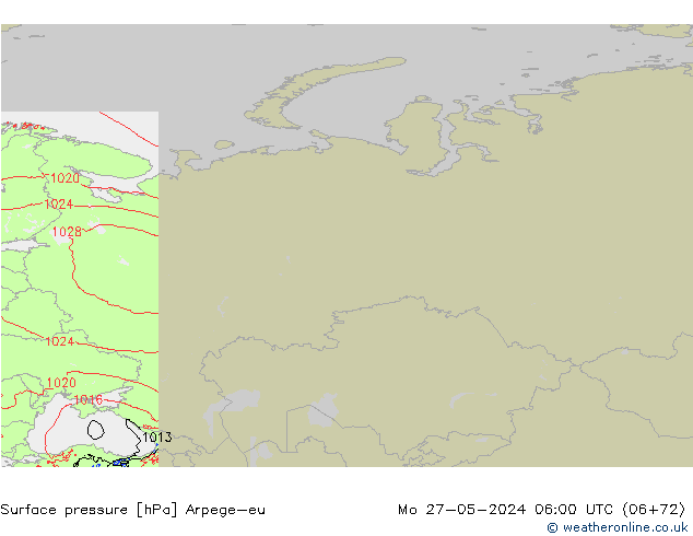 Surface pressure Arpege-eu Mo 27.05.2024 06 UTC