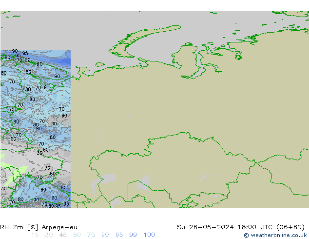 RH 2m Arpege-eu Вс 26.05.2024 18 UTC
